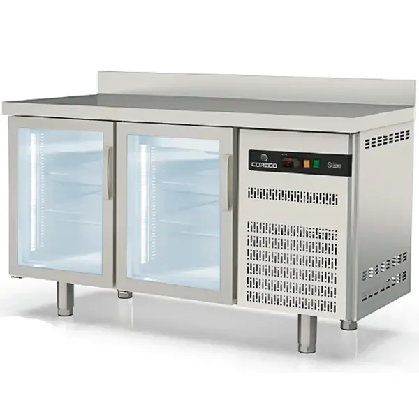 Koelwerkbank | S-LINE | 245L | 2 Deuren | -2°C/+8°C | Geforceerd | Temperatuuralarm | Achteropstand | 1495x600x850/950(h)mm