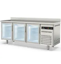 Coreco Koelwerkbank | S-LINE | 380L | 3 Glasdeuren | -2°C/+8°C | Geforceerd | Temperatuuralarm | Achteropstand | 2020x600x850/950(h)mm