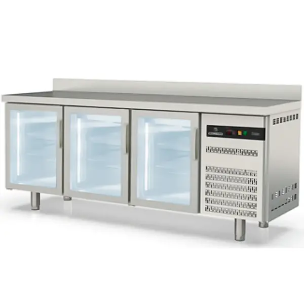 Koelwerkbank | S-LINE | 380L | 3 Deuren | -2°C/+8°C | Geforceerd | Temperatuuralarm | Achteropstand | 2020x600x850/950(h)mm