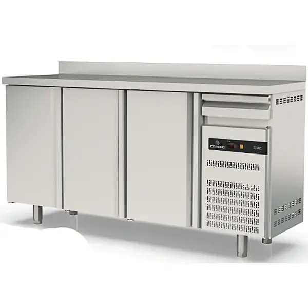 Koelwerkbank | S-LINE | 504L | 3 Deuren + 1 Lade | -2°C/+8°C | Geforceerd | Temperatuuralarm | Achteropstand | 2020x600x1040/1140(h)mm