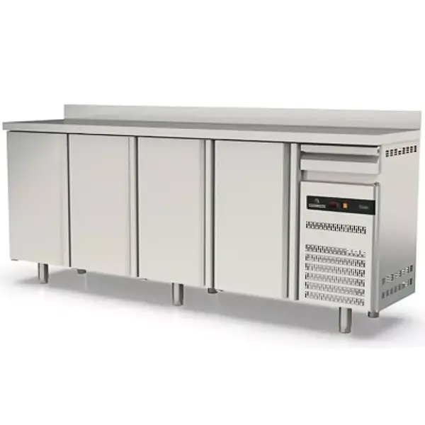 Koelwerkbank | S-LINE | 684L | 4 Deuren + 1 Lade | -2°C/+8°C | Geforceerd | Temperatuuralarm | Achteropstand | 2545x600x1040/1140(h)mm