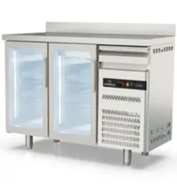 Coreco Koelwerkbank | S-LINE | 325L | 2 Glasdeuren + 1 Lade | -2°C/+8°C | Geforceerd | Temperatuuralarm | Achteropstand | 1495x600x1040/1140(h)mm