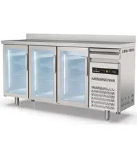 Coreco Koelwerkbank | S-LINE | 504L | 3 Glasdeuren + 1 Lade | -2°C/+8°C | Geforceerd | Temperatuuralarm | Achteropstand | 2020x600x1040/1140(h)mm 