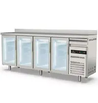 Coreco Koelwerkbank | S-LINE | 684L | 4 Glasdeuren + 1 Lade | -2°C/+8°C | Geforceerd | Temperatuuralarm | Achteropstand | 2545x600x1040/1140(h)mm 
