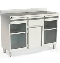 Coreco Koffiewerkbank | S-LINE | RVS | Draaideur + Afkloplade +2 Laden | 2 Tussenschappen | Achteropstand | 1495x600x1040/1140(h)mm 