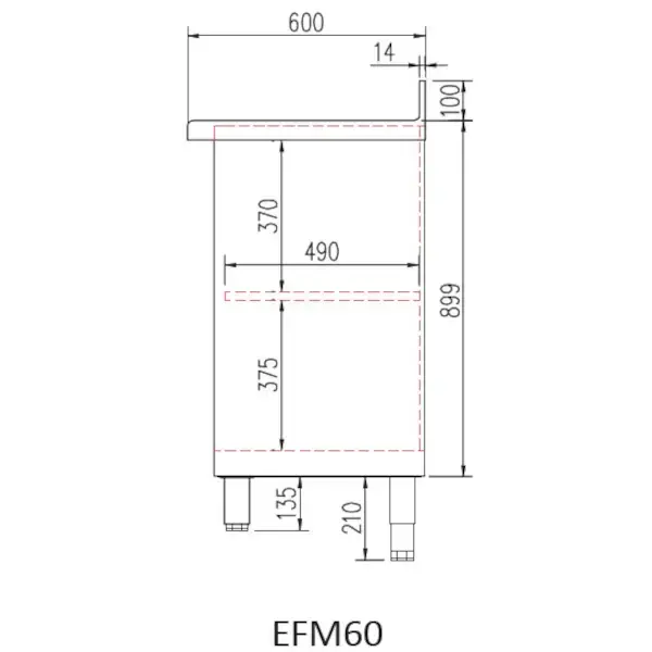 Werkbank | 600 RANGE | RVS | Open Vak | Diepte 600 | Hoogte 1040/1140 | Breedte 990-2020 | Achteropstand