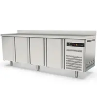 Coreco Koelwerkbank | S-LINE | 543L | 4 Deuren (1/1 GN) | -2°C/+8°C | Geforceerd | Temperatuuralarm | Achteropstand | 2245x700x850/950(h)mm
