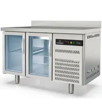 Coreco Koelwerkbank | S-LINE | 255L | 2 Glasdeuren (1/1 GN) | -2°C/+8°C | Geforceerd | Temperatuuralarm | Achteropstand | 1345x700x850/950(h)mm