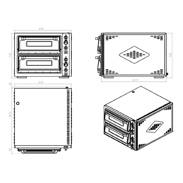 Pizzaoven | Elektrisch | 6+6x Ø30cm | 85°C/455°C | 12kW (400V) | 890x1100x760(h)mm