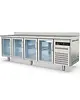 Coreco Koelwerkbank | S-LINE | 543L | 4 Glasdeuren (1/1 GN) | -2°C/+8°C | Geforceerd | Temperatuuralarm | Achteropstand | 2245x700x850/950(h)mm 