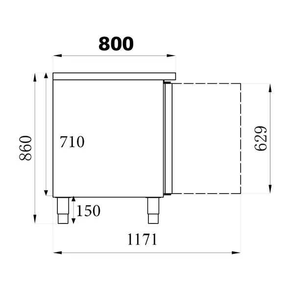 Bakkerij Koelwerkbank | STANDARD LINE | 428L | 2 Deuren (EN600x400) | +2°C/+8°C | Geforceerd | 1510x800x860(h)mm