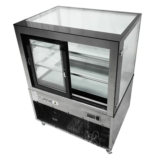 Koelvitrine | 270L | RVS/Zwart | +2°C/+8°C | 3 Niveaus | 915x675x1210(h)mm