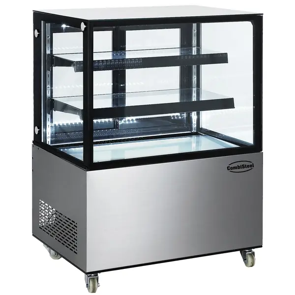 Koelvitrine | 270L | RVS/Zwart | +2°C/+8°C | 3 Niveaus | 915x675x1210(h)mm