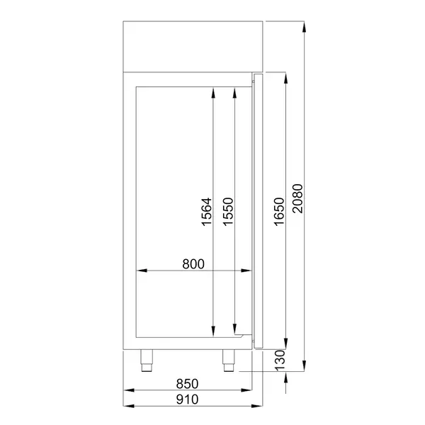Bakkerij Koelkast | PRO LINE | 850L (EN600x800) | RVS | -2°C/+8°C | Geforceerd | 800x910x2080(h)mm