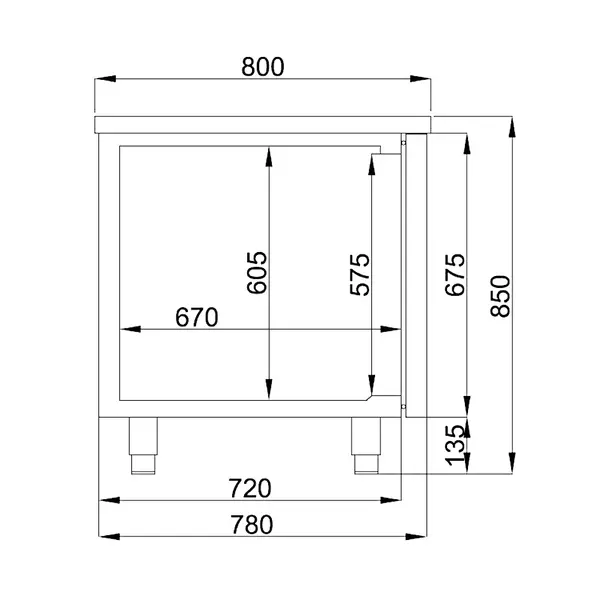 Bakkerij Koelwerkbank | PRO LINE | 615L | 3 Deuren (EN600x400) | -2°C/+8°C | Geforceerd | 2100x800x850(h)mm