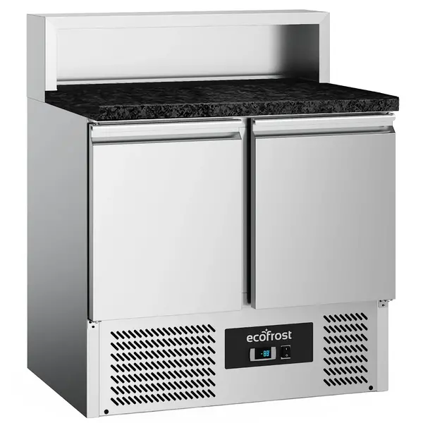 Pizzawerkbank | 240L | 2 Deuren (1/1 GN) | Boven 5x 1/6 GN | +2°C/+8°C | Statisch + Ventilator | 900x700x850/1075(h)mm