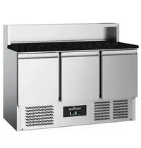 Ecofrost Pizzawerkbank | 402L | 3 Deuren (1/1 GN) | Boven 8x 1/6 GN | +2°C/+8°C | Statisch + Ventilator | 1365x700x850/1075(h)mm