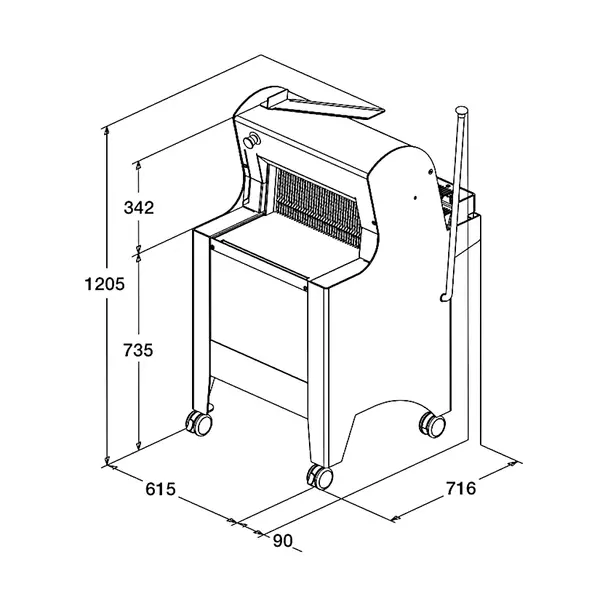Broodsnijmachine | BYZANCE | Brood 440x330mm/Ø330mm | Snijdikte 9/11/13mm | Semi-Automatisch | 0.55kW (230V) | 615x716x735/1205(h)mm