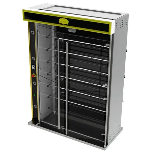 Kippengrill | Elektrisch | 8 Spitten | 48 Kippen | 26.4kW (400V) | Geïntegreerde Afzuiging | 1340x620x1880/2295(h)mm