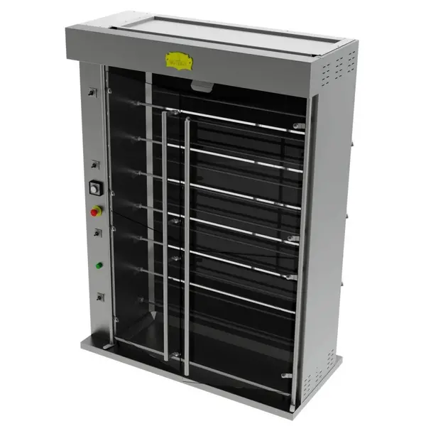 Kippengrill | Elektrisch | 8 Spitten | 48 Kippen | 26.4kW (400V) | Geïntegreerde Afzuiging | 1340x620x1880/2295(h)mm