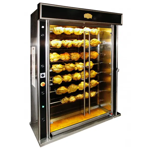 Kippengrill | Elektrisch | 8 Spitten | 48 Kippen | 26.4kW (400V) | Geïntegreerde Afzuiging | 1340x620x1880/2295(h)mm