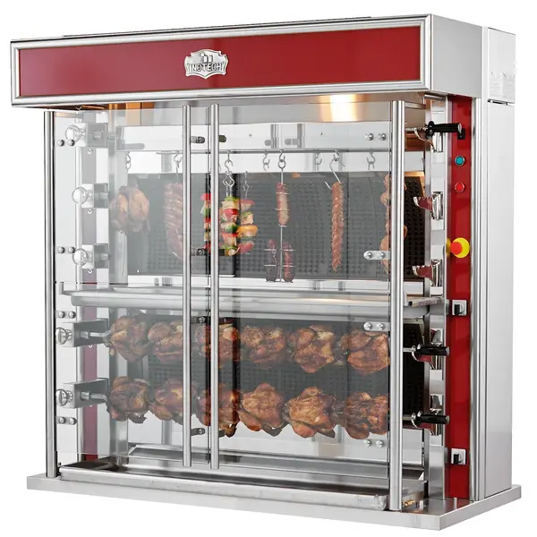 Kippengrill | SÉDUCTION LARGE | Gas | 3 Spitten (2x Horizontaal + 1x Verticaal) | 18 Kippen | 15kW | Elektrische Ontsteking (230V) | 1465x745x1020(h)mm