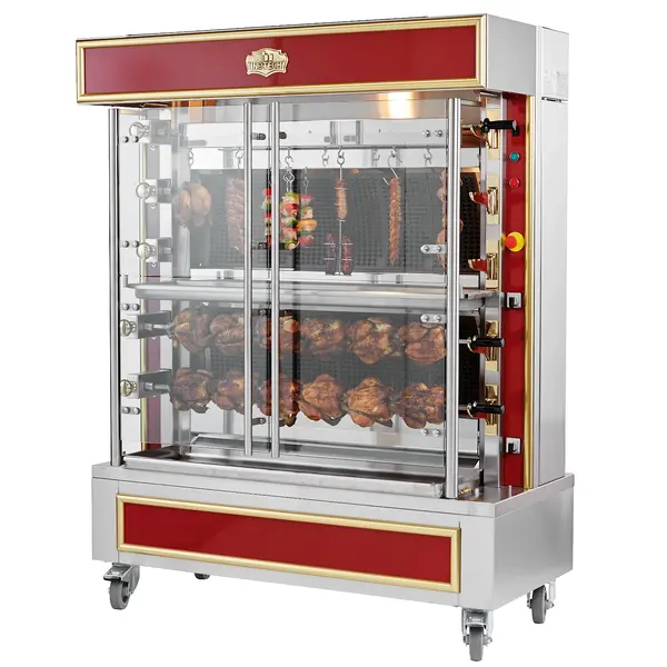 Kippengrill | SÉDUCTION LARGE | Gas | 7 Spitten (6x Horizontaal + 1x Verticaal) | 42 Kippen | 45kW | Elektrische Ontsteking (230V) | 1465x745x1920(h)mm