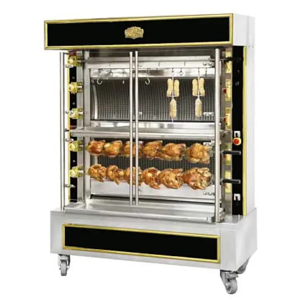 Kippengrill | SÉDUCTION LARGE | Gas | 7 Spitten (6x Horizontaal + 1x Verticaal) | 42 Kippen | 45kW | Elektrische Ontsteking (230V) | 1465x745x1920(h)mm