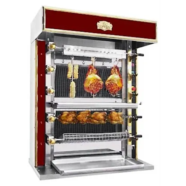 Kippengrill | SÉDUCTION NARROW | Gas | 7 Spitten (6x Horizontaal + 1x Verticaal) | 30 Kippen | 33kW | Elektrische Ontsteking (230V) | 1125x745x1920(h)mm