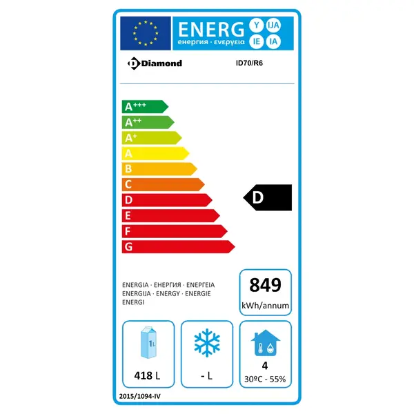 Koelkast | GASTRO LINE | 700L (2/1 GN) | RVS | -2°C/+8°C | Geforceerd | Wielen (Geremd) | 693x856x2145(h)mm