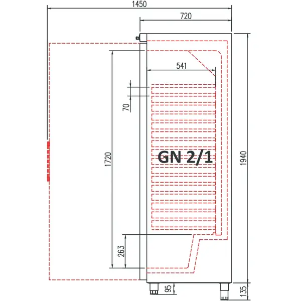 Vrieskast | 607L (2/1 GN) | RVS | -15°C/-20°C | Geforceerd | Temperatuuralarm | 755x720x2035/2075(h)mm