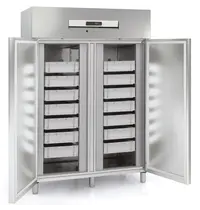 Coreco Viskoelkast | 1404L (EN600x400) | RVS | -1°C/-5°C | Geforceerd | Incl. 14 Visbakken | Temperatuur-/Deuralarm | 1370x860x2110/2175(h)mm