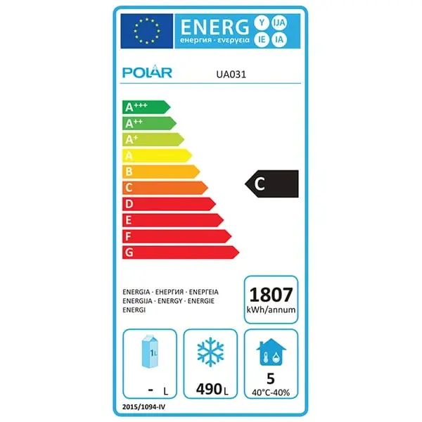 Vrieskast | U-SERIE | 700L (2/1 GN) | RVS | -10°C/-22°C | Geforceerd | Wielen (Geremd) | 702x848x2150(h)mm