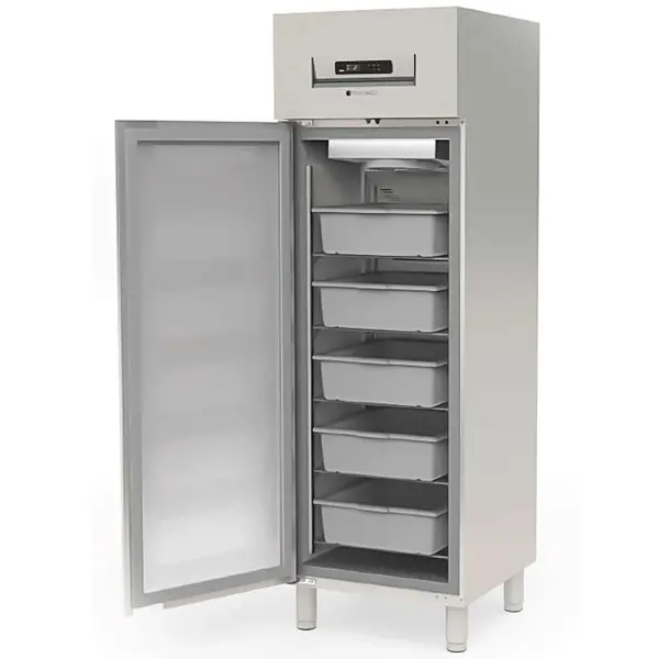 Viskoelkast | 337L | RVS | -1°C/+5°C | Geforceerd | Incl. 5 Visbakken | Temperatuur-/Deuralarm | 600x650x1900(h)mm