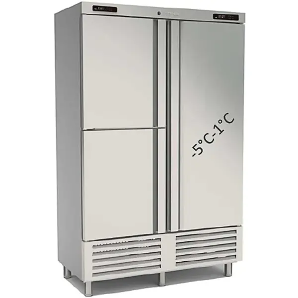 Viskoelkast | 1165L (2/1 GN) | RVS | -1°C/-5°C & -2°C/+8°C | Geforceerd | Incl. 3 Visbakken | Temperatuur-/Deuralarm | 1370x735x2160(h)mm