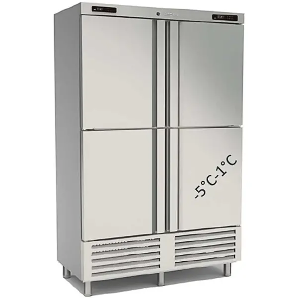 Viskoelkast | 1165L (2/1 GN) | RVS | -1°C/-5°C & -2°C/+8°C | Geforceerd | Incl. 3 Visbakken | Temperatuur-/Deuralarm | 1370x735x2160(h)mm