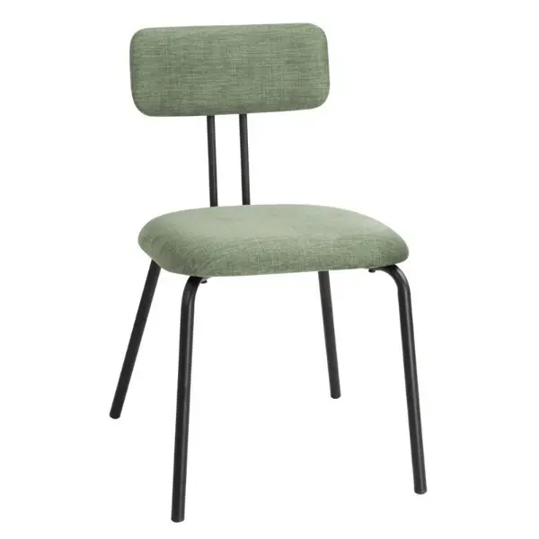 Stoelen | FAIRFIELD | Stof/Metaal | Groen | Zwart Frame | Indoor | Stapelbaar | 2 Stuks | 485x495x755(h)mm