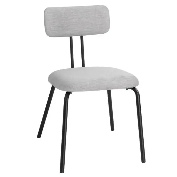 Stoelen | FAIRFIELD | Stof/Metaal | Grijs | Zwart Frame | Indoor | Stapelbaar | 2 Stuks | 485x495x755(h)mm