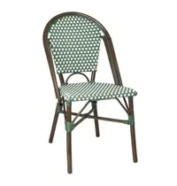 Bolero Stoelen | Rotan/Aluminium | Groen | Houtlook Frame | In-/Outdoor | Stapelbaar | 2 Stuks | 450x520x895(h)mm 