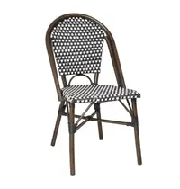 Bolero Stoelen | Rotan/Aluminium | Zwart | Houtlook Frame | In-/Outdoor | Stapelbaar | 2 Stuks | 450x520x895(h)mm