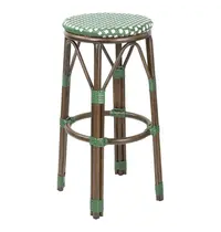 Bolero Barkrukken | Rotan/Aluminium | Groen | Houtlook Frame | In-/Outdoor | Stapelbaar | 2 Stuks | Ø360x755(h)mm 