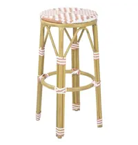 Bolero Barkrukken | Rotan/Aluminium | Koraal | Houtlook Frame | In-/Outdoor | Stapelbaar | 2 Stuks | Ø360x755(h)mm