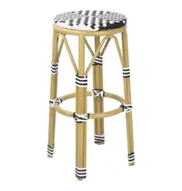 Bolero Barkrukken | Rotan/Aluminium | Zwart | Houtlook Frame | In-/Outdoor | Stapelbaar | 2 Stuks | Ø360x755(h)mm