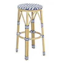 Bolero Barkrukken | Rotan/Aluminium | Blauw | Houtlook Frame | In-/Outdoor | Stapelbaar | 2 Stuks | Ø360x755(h)mm 