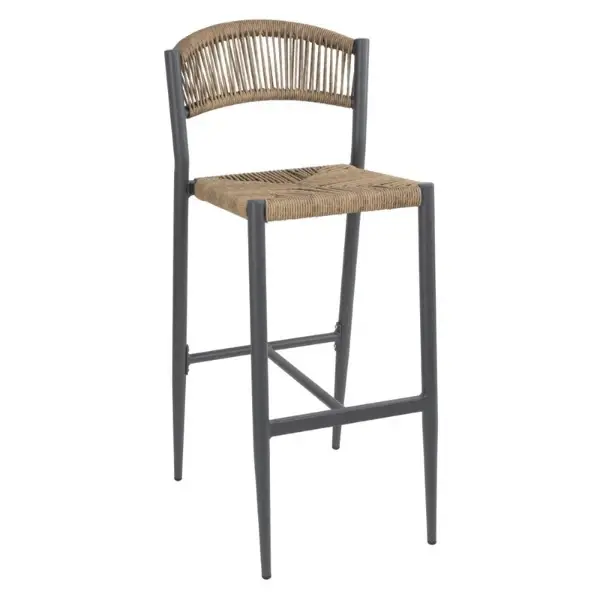 Barkrukken | EDEN | Rotan/Aluminium | Naturel | Donkergrijs Frame | In-/Outdoor | 2 Stuks | 425x530x1040(h)mm