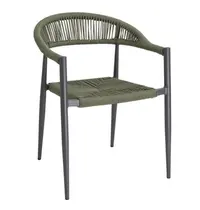 Bolero Stoelen | EDEN | Rotan/Aluminium | Groen | Donkergrijs Frame | In-/Outdoor | Stapelbaar | 4 Stuks | 595x572x768(h)mm