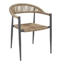 Bolero Stoelen | EDEN | Rotan/Aluminium | Naturel | Donkergrijs Frame | In-/Outdoor | Stapelbaar | 4 Stuks | 595x572x768(h)mm