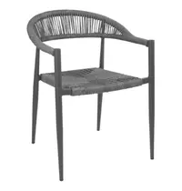 Bolero Stoelen | EDEN | Rotan/Aluminium | Antraciet | Donkergrijs Frame | In-/Outdoor | Stapelbaar | 4 Stuks | 595x572x768(h)mm