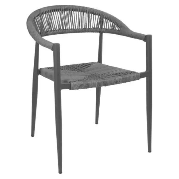 Stoelen | EDEN | Rotan/Aluminium | Antraciet | Donkergrijs Frame | In-/Outdoor | Stapelbaar | 4 Stuks | 595x572x768(h)mm