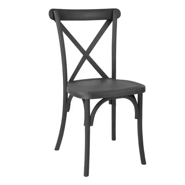 Stoelen | MANHATTAN | Hars | Zwart | In-/Outdoor | Stapelbaar | 4 Stuks | 460x435x885(h)mm